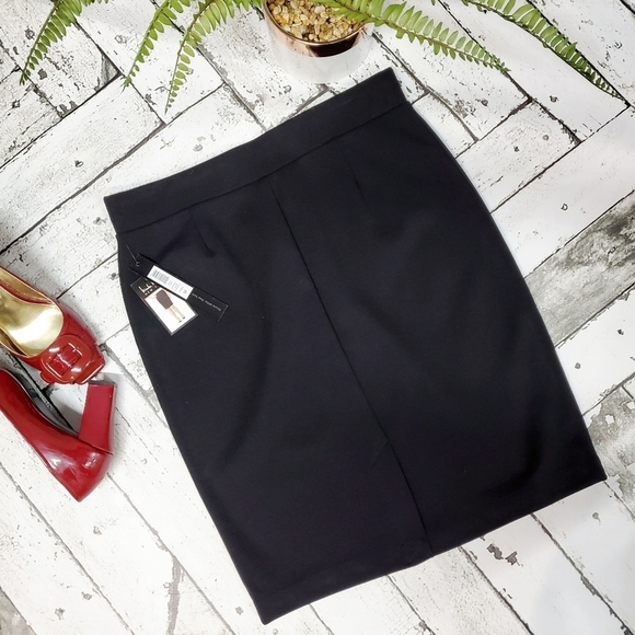 Nicole Miller Black Pull On Pencil Skirt M - Picture 3 of 9